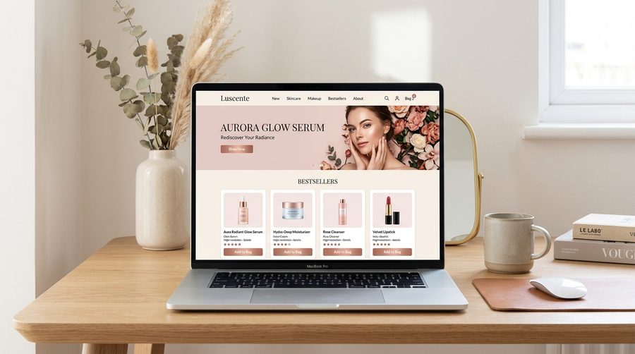 Luscente Skincare E-Commerce Mockup
