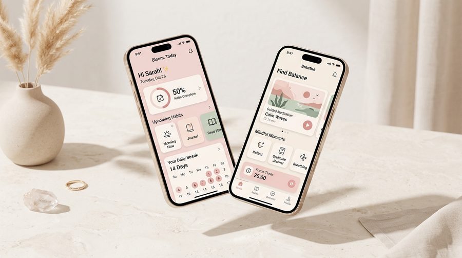 Bloom Mindfulness Mobile App Mockup